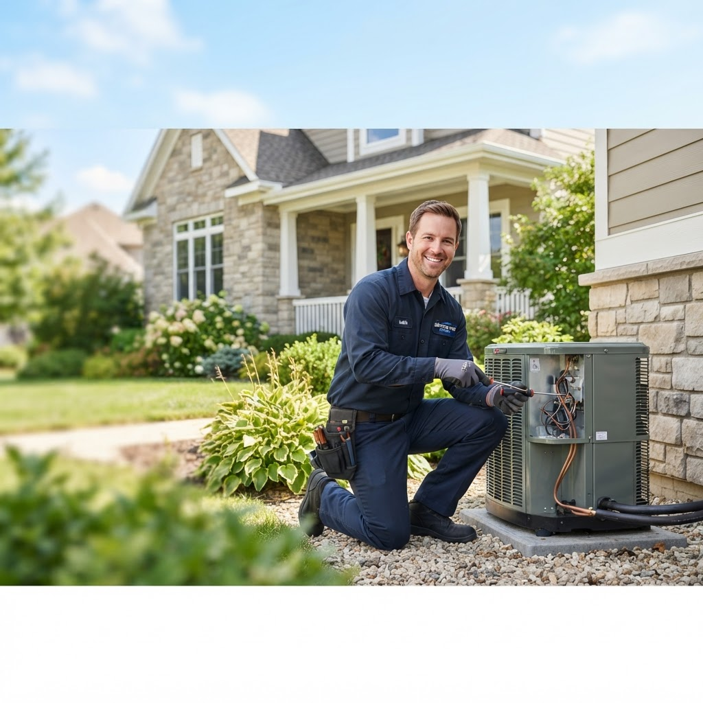 HVAC technician servicing a home unit